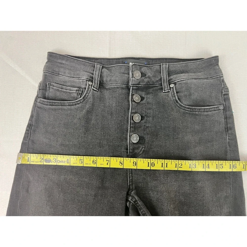 PAIGE Sarah Longline Short Women 26 Black Excellent Button Fly Raw Hem W7994